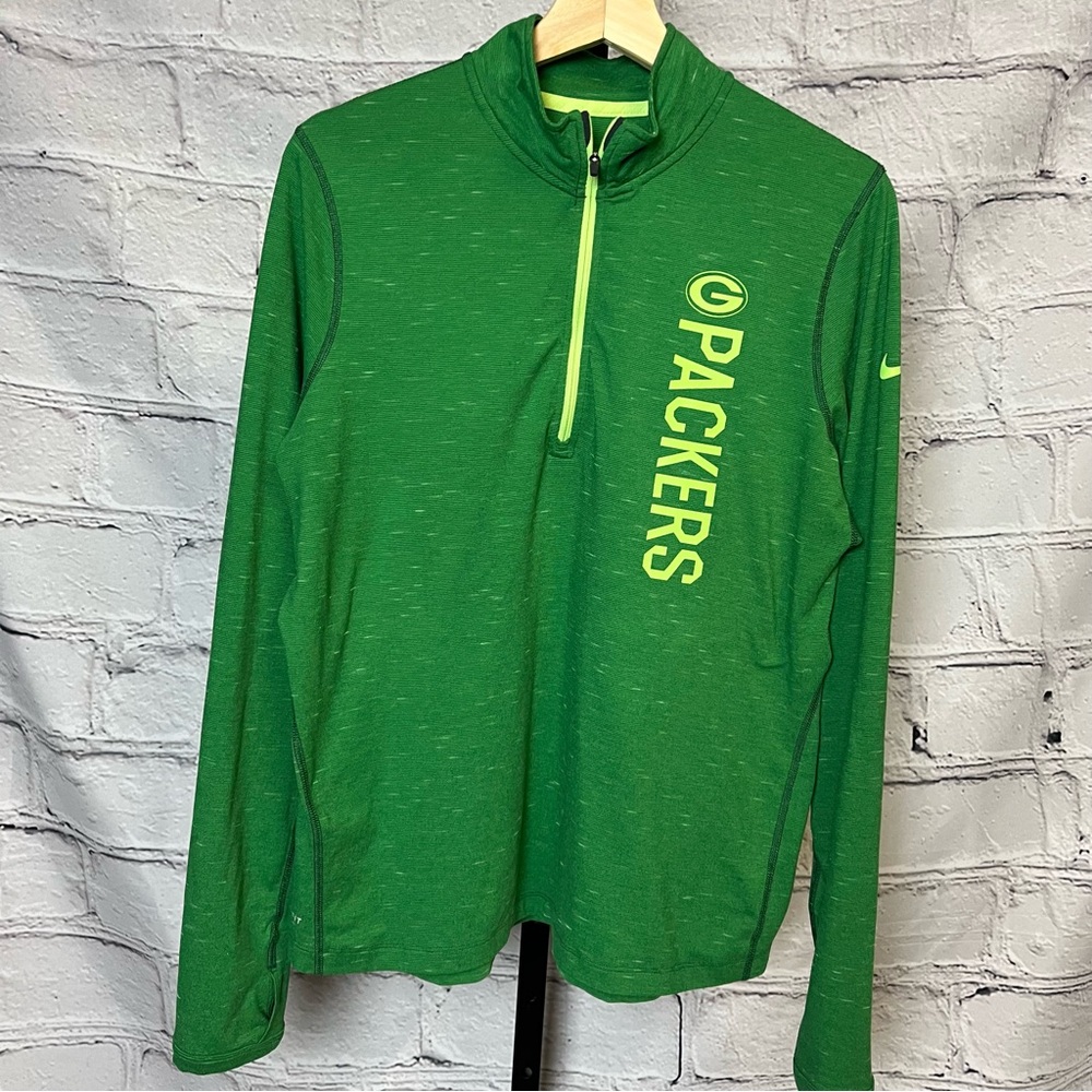 NFL Team Apparel NIKE Dri Fit Long Sleeve Green Bay Packers 1/4 Zip pullover